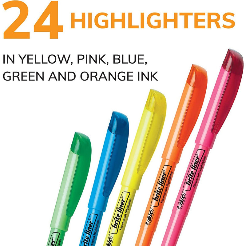 Destacadores Bic Punta Cincel Colores Surtidos 24 Unidades