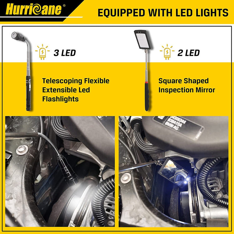 Espejo, Linterna, Iman, Espejo Luz Led Telescópicos 5 Piezas